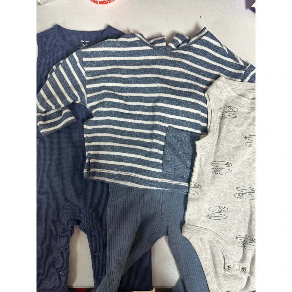Carters Easy-Peasy Baby Boy 12M Bundle Romper Hoodie Pants Bodysuit 4pc bundle